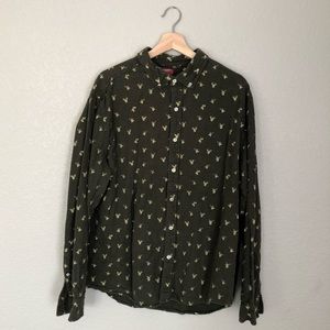 Olive Green Deer Print Flannel